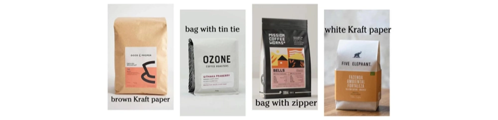 Inspiration for coffee bag design: zippers, windows, and degassing valves